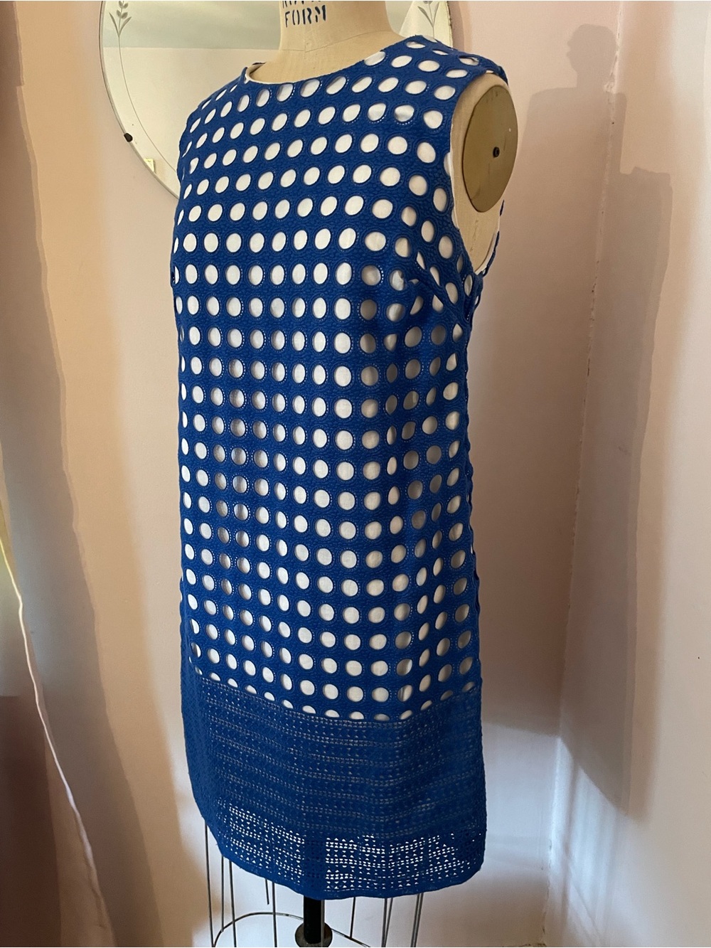 Hutch Sleeveless Shift Dress with Eyelet Overlay